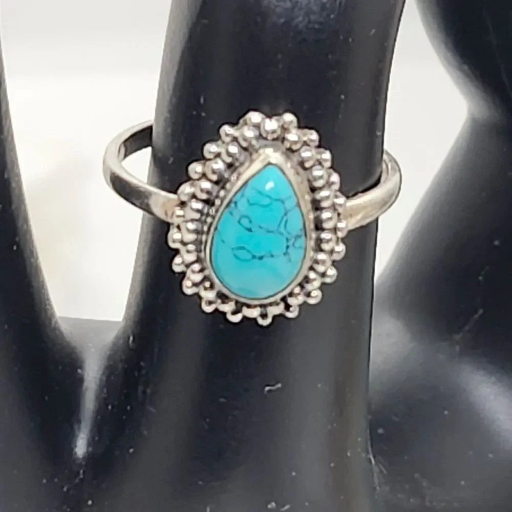 ring 925 sterling silver‎ turquoise size 7